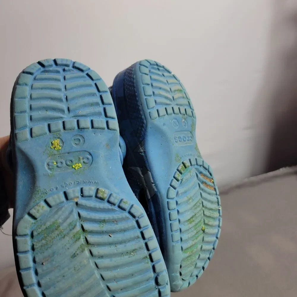 Kids Crocs C10 Blue Camo Slip-On‎ Shoes With Adjustable Strap